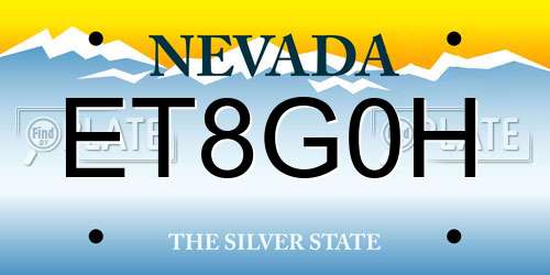 ET8G0H Nevada License Plate