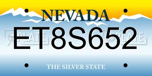 ET8S652 Nevada License Plate