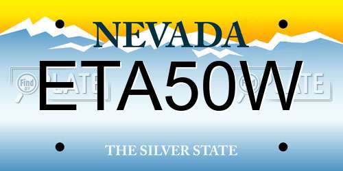 ETA50W Nevada License Plate