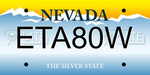 ETA80W Nevada License Plate