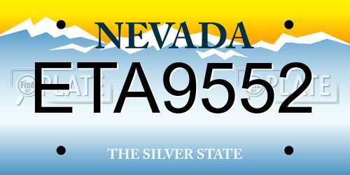 ETA9552 Nevada License Plate
