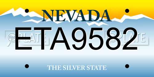 ETA9582 Nevada License Plate