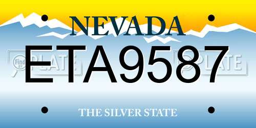 ETA9587 Nevada License Plate