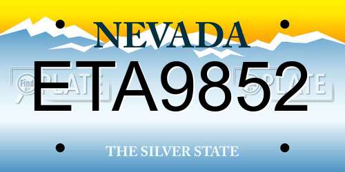 ETA9852 Nevada License Plate