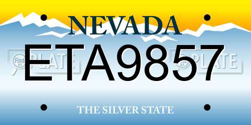 ETA9857 Nevada License Plate
