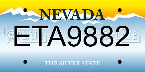 ETA9882 Nevada License Plate