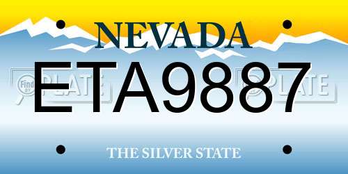 ETA9887 Nevada License Plate