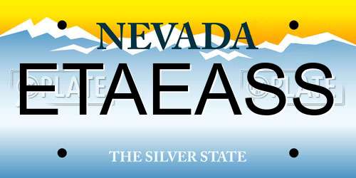 ETAEASS Nevada License Plate
