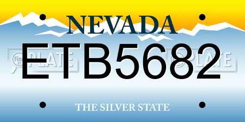 ETB5682 Nevada License Plate