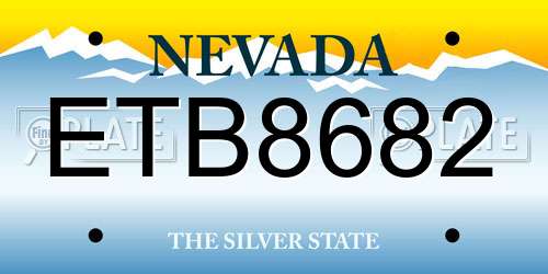 ETB8682 Nevada License Plate
