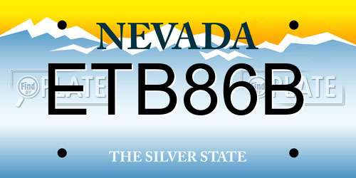 ETB86B Nevada License Plate