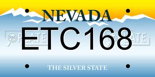 ETC168 Nevada License Plate