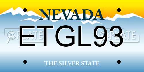 ETGL93 Nevada License Plate