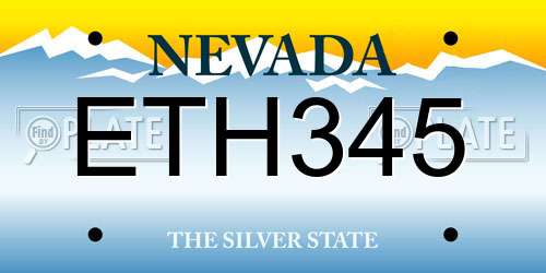 ETH345 Nevada License Plate
