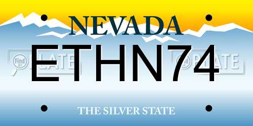 ETHN74 Nevada License Plate