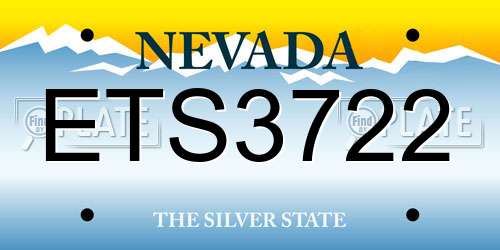 ETS3722 Nevada License Plate