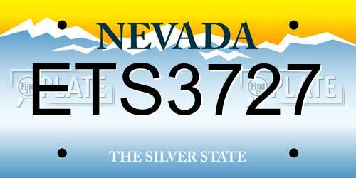 ETS3727 Nevada License Plate