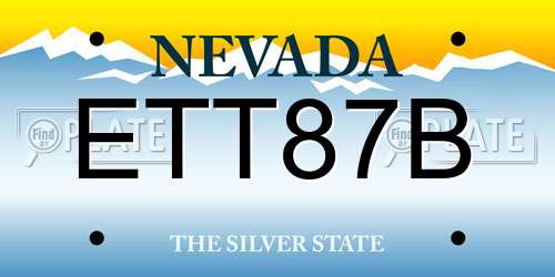 ETT87B Nevada License Plate