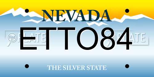ETTO84 Nevada License Plate