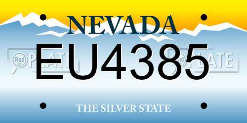 EU4385 Nevada License Plate