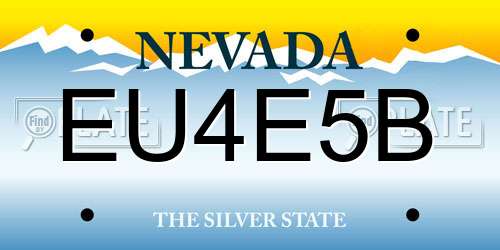 EU4E5B Nevada License Plate