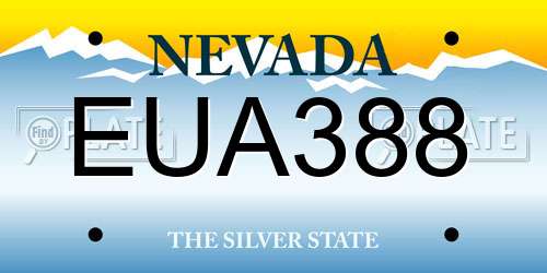 EUA388 Nevada License Plate