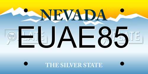 EUAE85 Nevada License Plate
