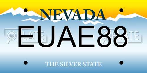 EUAE88 Nevada License Plate