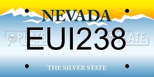 EUI238 Nevada License Plate