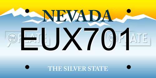 EUX701 Nevada License Plate