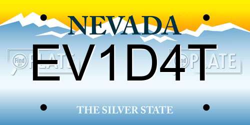 EV1D4T Nevada License Plate