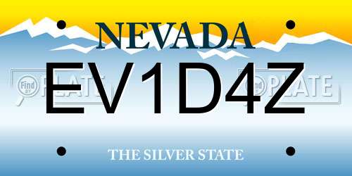 EV1D4Z Nevada License Plate