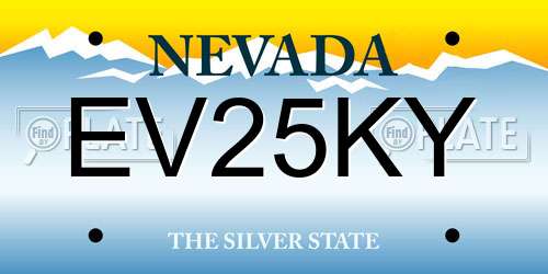 EV25KY Nevada License Plate
