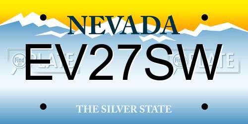 EV27SW Nevada License Plate