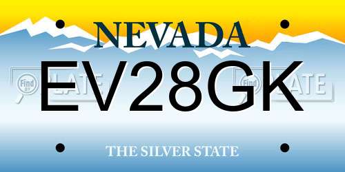 EV28GK Nevada License Plate