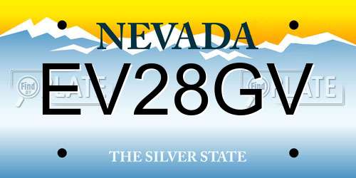 EV28GV Nevada License Plate