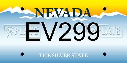 EV299 Nevada License Plate