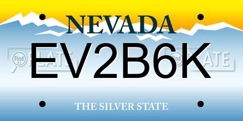 EV2B6K Nevada License Plate