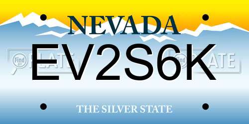 EV2S6K Nevada License Plate