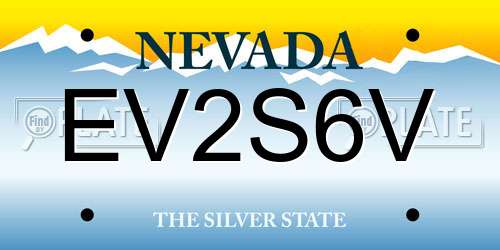 EV2S6V Nevada License Plate