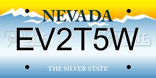 EV2T5W Nevada License Plate
