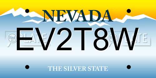 EV2T8W Nevada License Plate