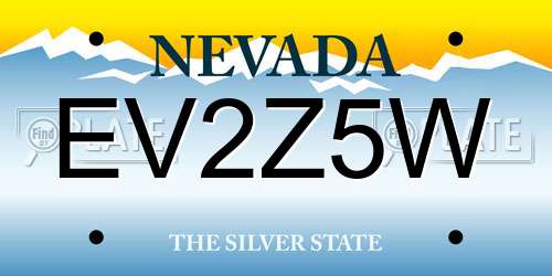 EV2Z5W Nevada License Plate