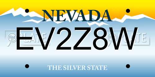 EV2Z8W Nevada License Plate
