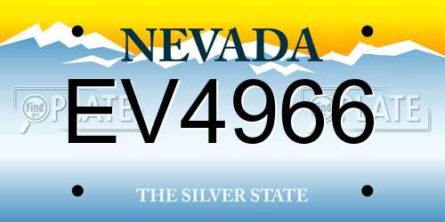 EV4966 Nevada License Plate