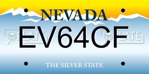 EV64CF Nevada License Plate