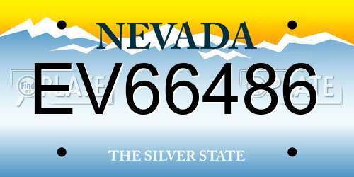 EV66486 Nevada License Plate