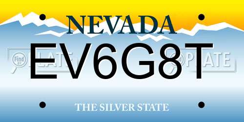 EV6G8T Nevada License Plate