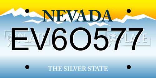 EV6O577 Nevada License Plate