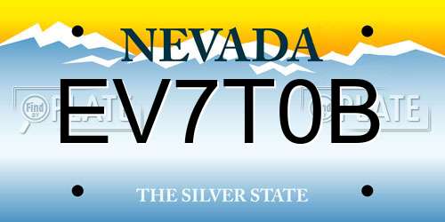 EV7T0B Nevada License Plate